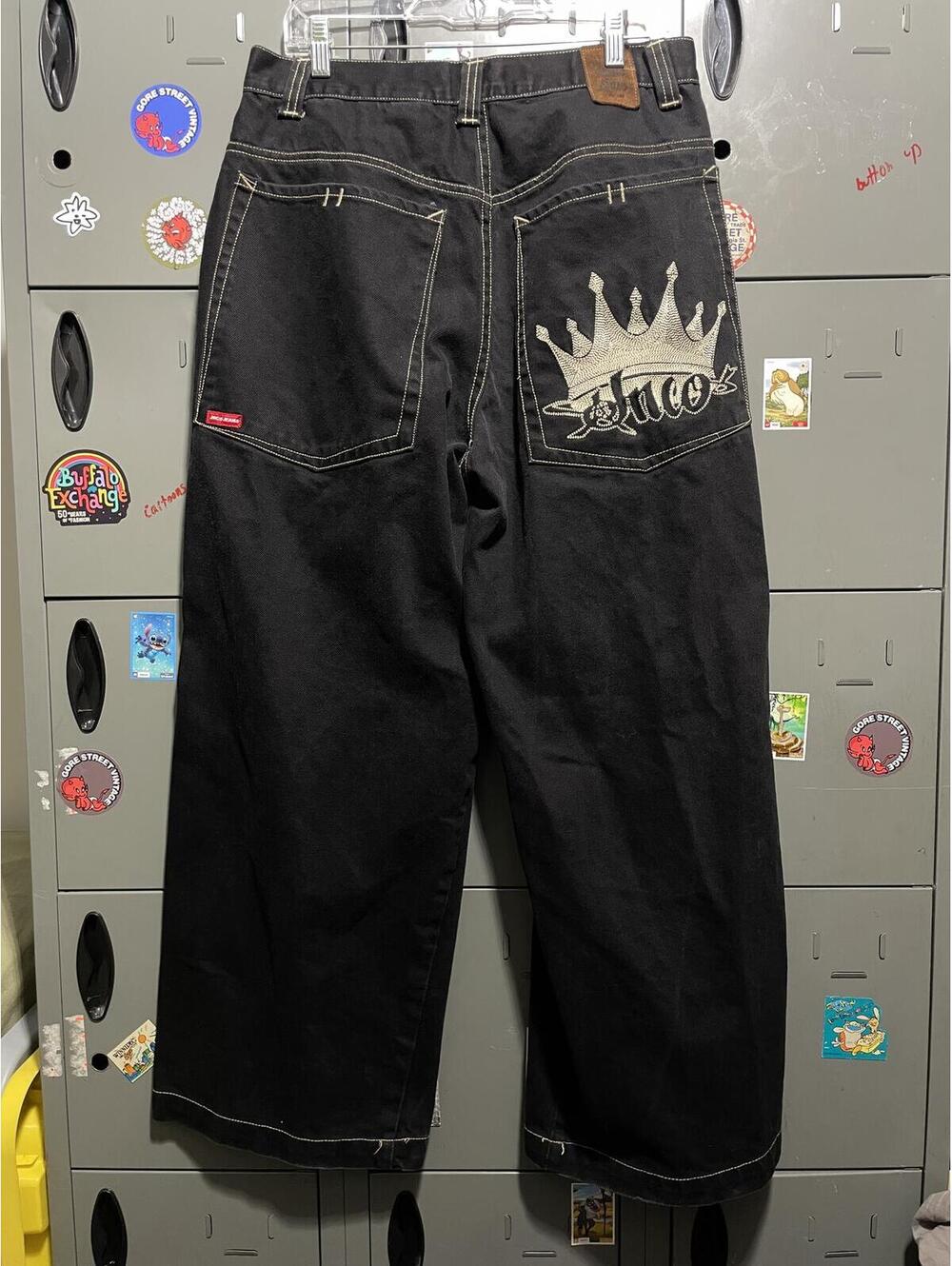 JNCO jeans black denim vintage 90s crown pocket size 31